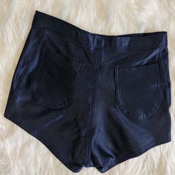 American Apparel High Waisted Shiny Disco Shorts - Picture 4 of 6